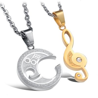 China 2021 Fashion Stainless Steel Pendants I Love You Puzzle Couples Necklaces Chains Customized Jewelry Korean Couples Necklace for sale