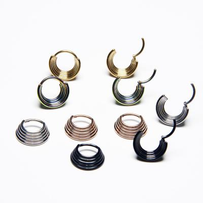 China 2022 Hot Selling CLASSIC Woman Body Jewelry Ring 316L Stainless Steel Jewelry Clicker Multilayer Septum Piercing Nose Ring for sale