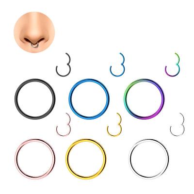 China Seamless Hinged Ring For Women Septum Clicker Rose Gold Cartilage Piercing Nose Hoop Earring Hiphop Body Jewelry 316L Stainless Steel for sale