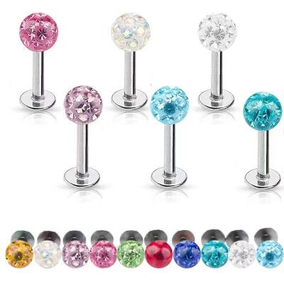 China FASHIONABLE Stainless Steel 3mm 4mm Gold Plated Pierced Ear Labret Lip Studs Flat Back Helix Earring Tragus Cartilage Piercing Jewelry for sale