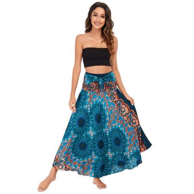 China Anti-static Beach Casual Holiday Skirt High Waist Fashion Belly Dance Bohemian Romantic Skirt Long for sale