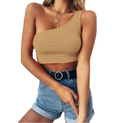 China Breathable suitable for matching jacket be used as a basic vest navel one shoulder sleeveless halter vest for sale