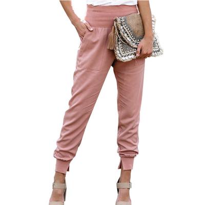 China Spring and autumn women's viable fashion the new khaki, pink, green, black, blue mouth split cropped pants for sale