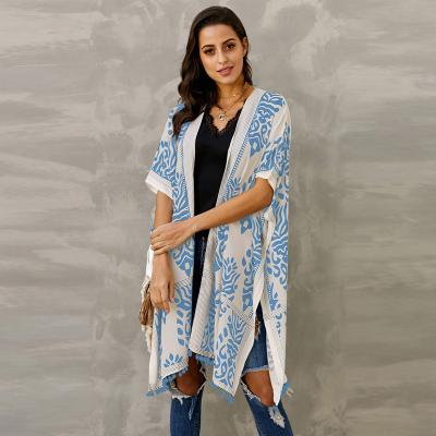 China 2022 New Design Women's Loose Bohemian Kimono Cardigan Beachwear Kimono Vacation Breathable Printing for sale