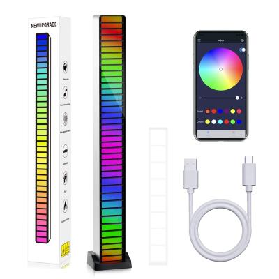 China NEW RGB Battery Voice Activated Led Rhythm Light 8 Display Mode APP Control Wireless Sound Light Car Atmosphere Bar Light Home Decoration for sale