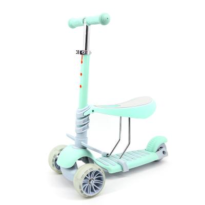 China Fashionable PU Three Wheels With Light Kids Mini Scooter 3 In 1 With Seat for sale