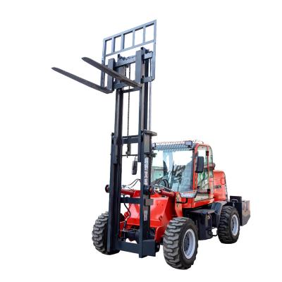 China food & Hot Beverage Factory HW Hydraulic Brand All Terrain Forklift 4x4 Off Road Forklift 3.5ton 3meters for sale