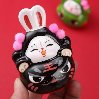 China Chinese Style 2023 Years Old Auspicious Rabbit Ornaments Peking Rabbit Ceramic Clay Sculpture Home Decorations for sale