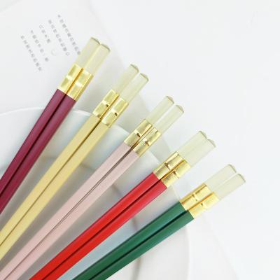 China Factory Wholesale Viable Color Split Chopsticks Alloy Non-Slip Luxury Light Weight Amber Chopsticks Family Chopsticks for sale