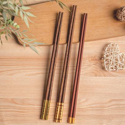 China Longest Viable Metal Serving Head Chopsticks Wooden Hotel Restaurant Chopsticks Hot Pot Chopsticks for sale