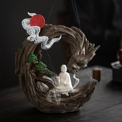 China Chinese Censer Back Censer Ceramic Tower Incense Sandalwood Ornaments Smoke Back Censer Opens Dragon Ornaments for sale