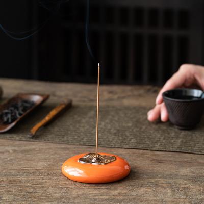 China Chinese Censer Censer Round Shape Incense Stick Holder Bedroom Censer Khaki Ruyi Ceramic Khaki Back for sale