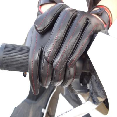 China Fashion Fashion Custom Goatskin Leather Motorcycling Unlined Black Brown Leather Driving Gloves for sale