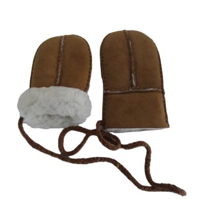 China Factory direct sale comfortable children's warm fur lining sheepskin gloves children winter sheepskin gloves for sale