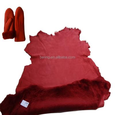 China Finest wool and excellent density garment wholesale gloves hat boots use real fur tanned sheared sheepskin merino double face finished leather for sale