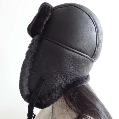 China breathable & Custom Real Fur Hat Winter Waterproof Sheepskin Hat Best Leather Winter Hat for sale