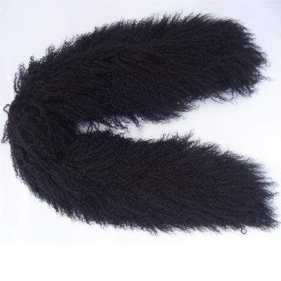 China Tibetan Sheep Fur Scarves Soft Natural Hair Long Real Curly Tibetan Mongolian Lamb Fur Scarf for sale