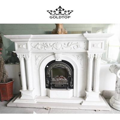 China Modern Cream Color Natural Marble Crystal Fireplace, Design Fireplace, Modern Fireplace for sale