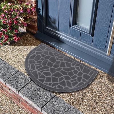 China DONGWO Washable Half Round Door Mat Low Profile Entry Mat Covers For Front Door Indoor Outdoor Washable Mat Mud Dirt Trapper Welcome for sale