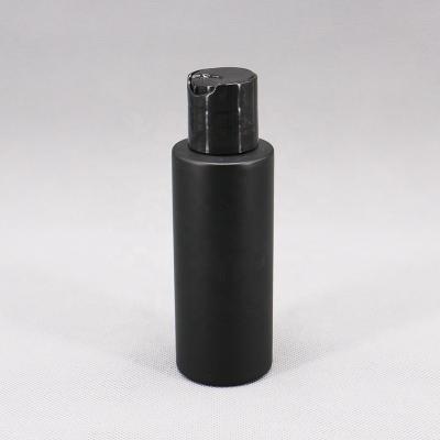 China Personal Care 100ml/3.4oz PET Plastic Bottle Matte Black Cosmetic Bottle Spray Bottle 24/410 Disc Cap Top Flip Cap for sale