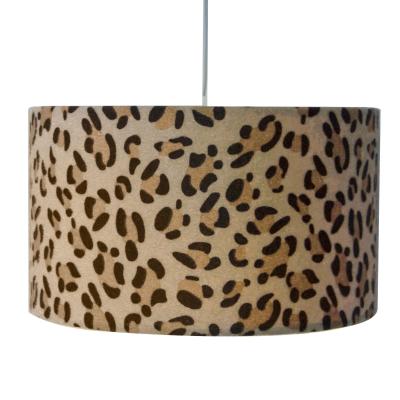 China Contemporary Home Decoration Brown Leopard Print Velvet Drum Double Function Crushed Pendant Light / Lampshade Hot Selling for sale