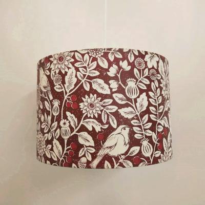 China Modern tc fabric lampshade and creative flower and red tc fabric round drum leaf printing light shade for sale