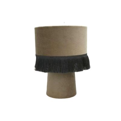 China Gray Velvet Table Lamp modern antique with a two tier cylinder tassel light shade for sale