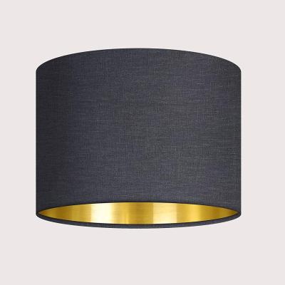 China Cheap Modern Contemporary Charcoal Gray Drum Lamp Shade Brushed Inner Gold, European Style Huxury Indoor Lamp Shade for sale