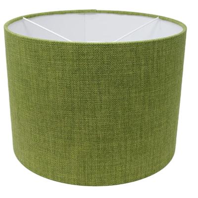 China Retro Handmade Olive Green Linen Textured Fabric Drum Lamp Shade for sale