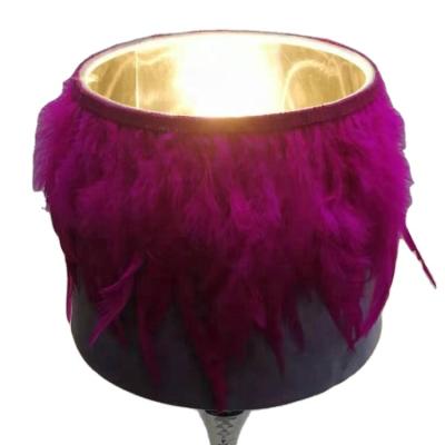 China Concrete modern table lamp feather and velvet fabric table lampshade with light frame home decoration for bedroom for sale