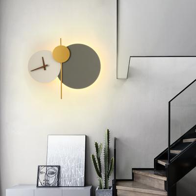 China 2021 Modern New Original Led Round Wall Lamp Nordic Minimalist Metal Led Wall Lamp Art Clock Lamp for sale