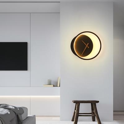 China Modern Led Minimalist Wall Lamp For Living Clock Wall Lamp Nordic Minimalist Creative Hanging Wall Clock for sale