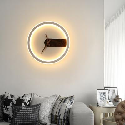 China New Original Art Clock Design Modern Nordic Led Wall Lamp Wall Clock Led Wall Clock Lamp Northern for sale