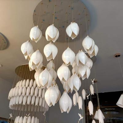 China Manufactureracturer custom made modern ceramic decorative brass china white flower chandelier pendant lamp lamp china for sale