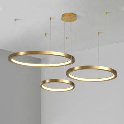 China Modern Gold Rings Led Stainless Steel Luxury Decorative Modern Chandelier Lamp Ceiling Lights Pendant Lamp for sale