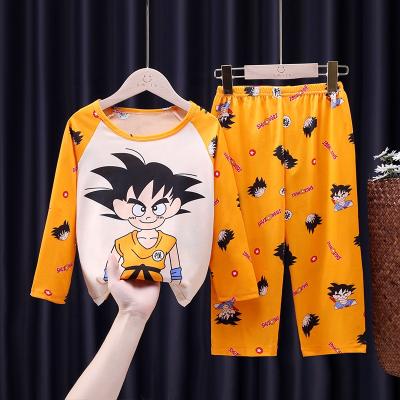 China New children's breathable spring pajamas and autumn boys cartoon long-sleeved round neck thin section girls home wear sets for sale