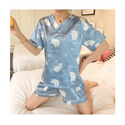 China Luxury Satin QUICK DRY Pajamas Suit Shortsleeve Pajamas Womens Designers Sleepwear pj sets for women for sale