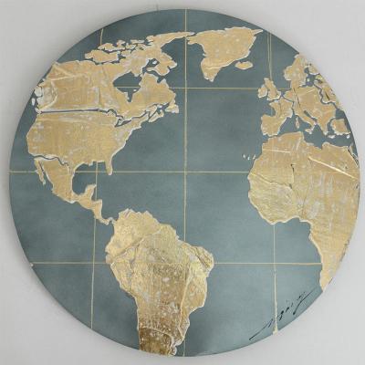 China Wabi-sabi Home Decor World Map Metal Wall Art for sale