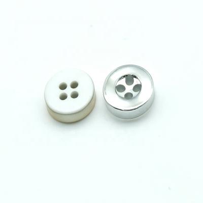 China Factory Nickel Free Resin Plastic Button 4 Holes Round UV Resin Buttons 18L Buttons For Shirt Clothing for sale