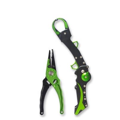 China 2Pcs Outdoor Promotional Fishing Lip Folding Handle Fishing Activities Fishing Tool Kit Aluminum Fishing Pliers With Sheath for sale