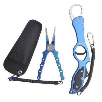 China Fishing Activities Aluminum Alloy Fishing Cutter Pliers Suit Outdoor Universal Fishing Fish Lip Handle Pliers for sale