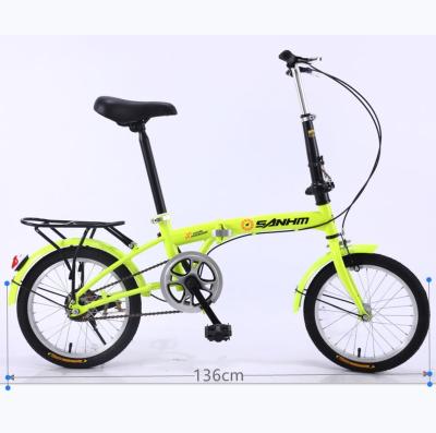 China Full Steel Single Speed ​​Shockingproof Sight Pearl Pedal Disc Brake Folding Bike With Rim Aluminum Alloy Steel Frame for sale