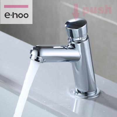 China Modern Water Saving Time Delay Self Closing Deck Mounted Basin Faucet Push Brass Faucet for sale