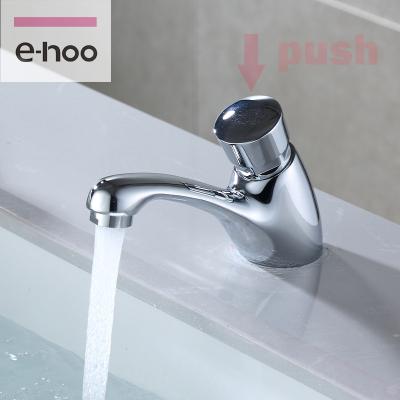 China Slightly Press Modern Self Closing Deck Mounted Basin Faucet Push Time Delay Water Faucet for sale