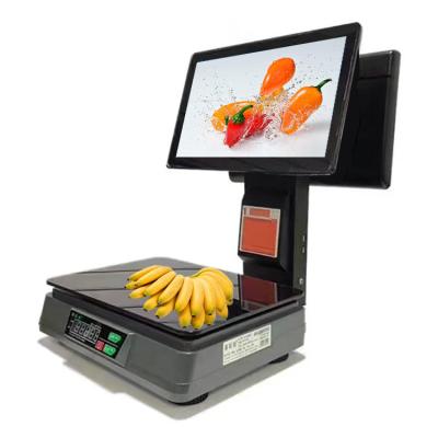 China SDK electronic scale weighing touch screen POS cash register retail fruit and vegetable snack supermarket POS system terminal printi for sale