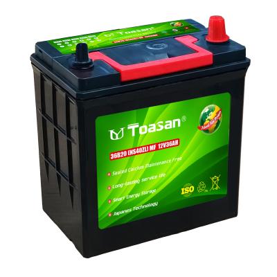 China Maintenance free 12V 36AH MF -36B20L-MF 197*129*202*223mm auto lead acid car battery for sale