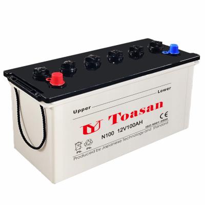 China TOASAN N100 12V100AH ​​Lead Acid Dry Charged Auto Battery--N100 (12V100AH) 404*172*205/225mm for sale