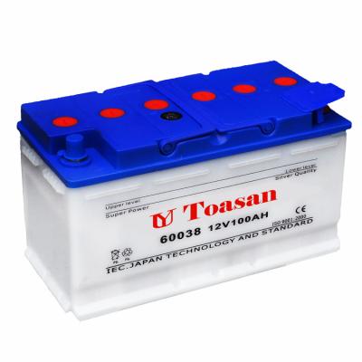 China DIN100 Dry Charged Lead Acid Battery 12V100AH ​​JIS Standard Car Battery 353*175*190/190 mm for sale