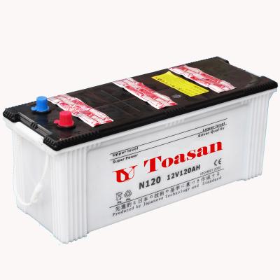 China N120 lead acid dry charged battery 507*182*210*232mm etc. 12V120AH super long life car heater. for sale