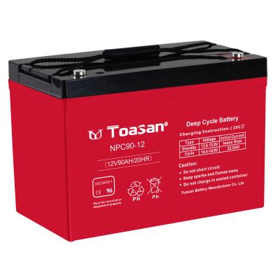 China Stable and long lifespan high quality and longer warranty service Toasan NPC90-1212V90AH deep cycle lead acid battery for sale